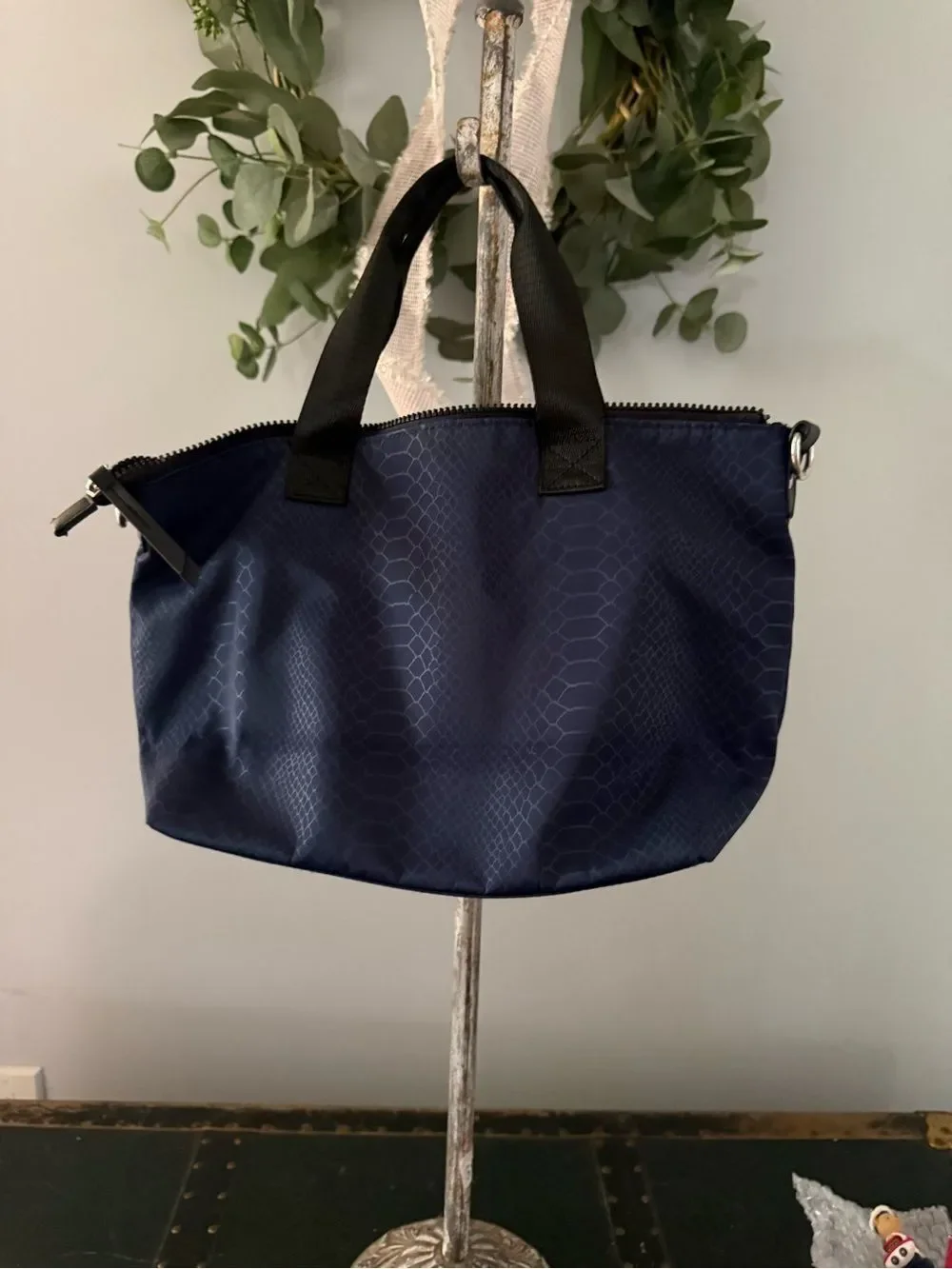 Tahari Nylon Lightweight Satchel Bag No Shoulder Strap
